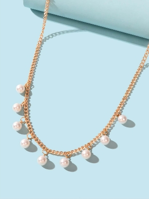 Picture of Simple Gorgeous Trendy pearl waist Chain  Belt Bicha For Girls And Women Wearing At Wedding Dating Party - Gold