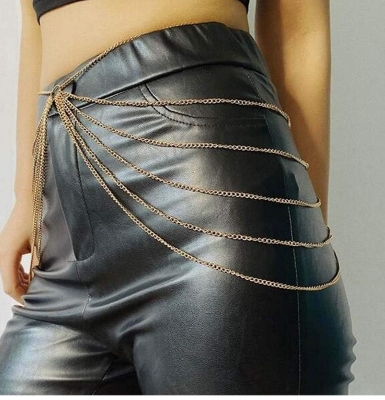 Picture of Tassel Waist Chain Layered Body Chain Gold Belly Chain Summer Beach Waist Jewelry for Women and Girls - Gold