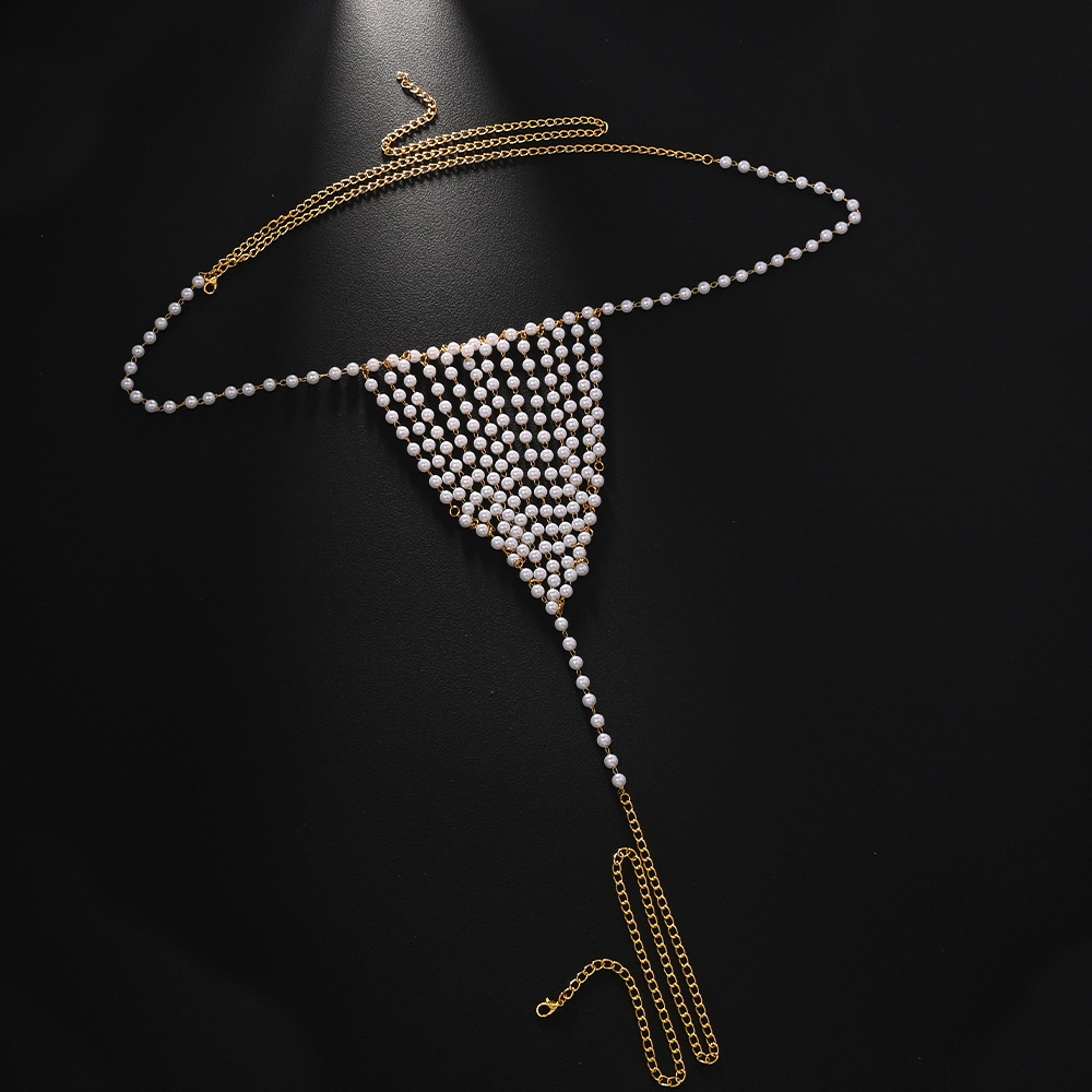 Picture of Pearl Chain Night Party Body Jewellery For Women Adult Girl - Off White