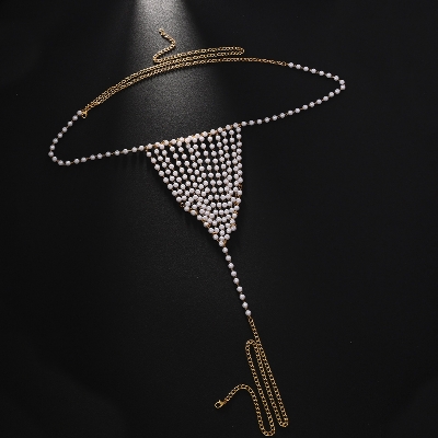 Picture of Pearl Chain Night Party Body Jewellery For Women Adult Girl - Off White