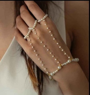 Picture of Multi Colour Pearl Finger Ring Fashion Jewelry - Off White