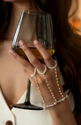 Picture of Multi Colour Pearl Finger Ring Fashion Jewelry - Off White