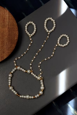 Picture of Multi Colour Pearl Finger Ring Fashion Jewelry - Off White