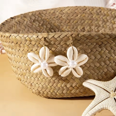 Picture of Bohemian Personality Conch Star Shell Pendant Earrings Originality Suitable for Girls' Summer Accessories Gift - Multicolor