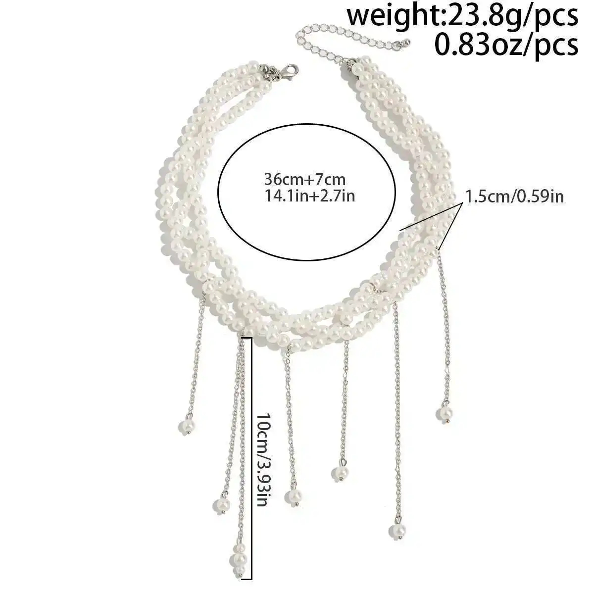Picture of Salircon New Elegant Multilayer Imitation Pearl Necklace Women Vintage Short Tassel Necklace Party Wedding Fashion Jewelry Gifts - Off White