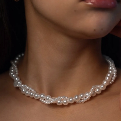 Picture of Double-layer Imitation Pearl Beading Necklace for Women Fashion Clothing Accessories Jewelry Gift - Multicolor