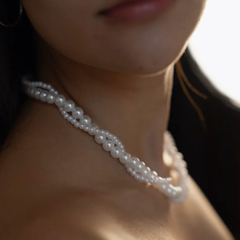 Picture of Double-layer Imitation Pearl Beading Necklace for Women Fashion Clothing Accessories Jewelry Gift - Multicolor