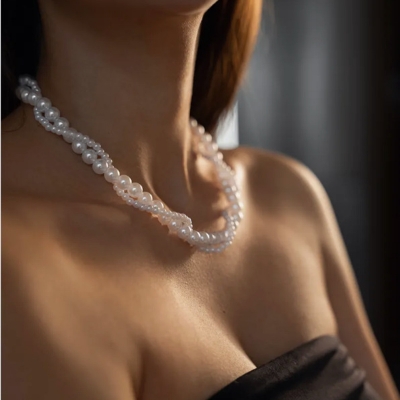 Picture of Double-layer Imitation Pearl Beading Necklace for Women Fashion Clothing Accessories Jewelry Gift - Multicolor