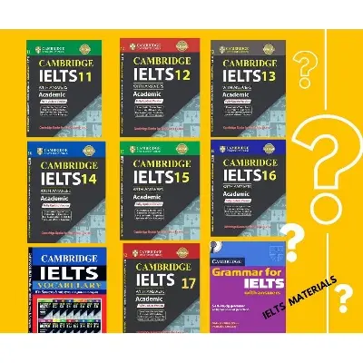 Picture of Cambridge IELTS 11 to 17 with Cambridge Vocabulary and Cambridge Grammar.