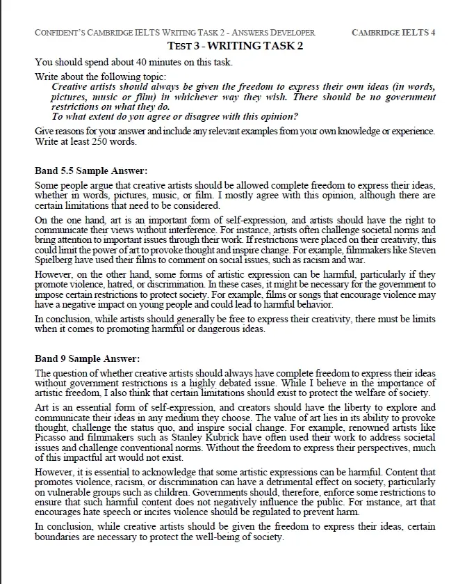 Picture of CONFIDENT’S CAMBRIDGE IELTS WRITING TASK 2 ANSWERS DEVELOPER