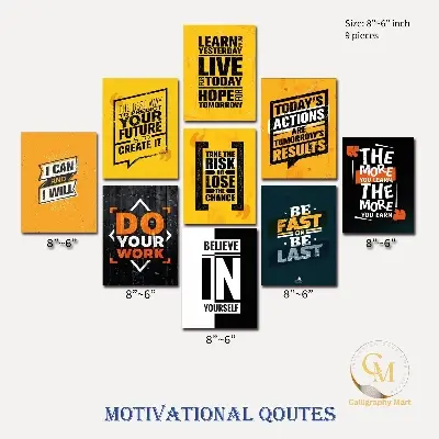 Picture of Home Decor 9pcs English Motivational Quotes Premium Wallboard Decoration Multicolor