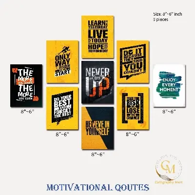Picture of Home Decor 9pcs English Motivational Quotes Premium Wallboard Decoration Multicolor
