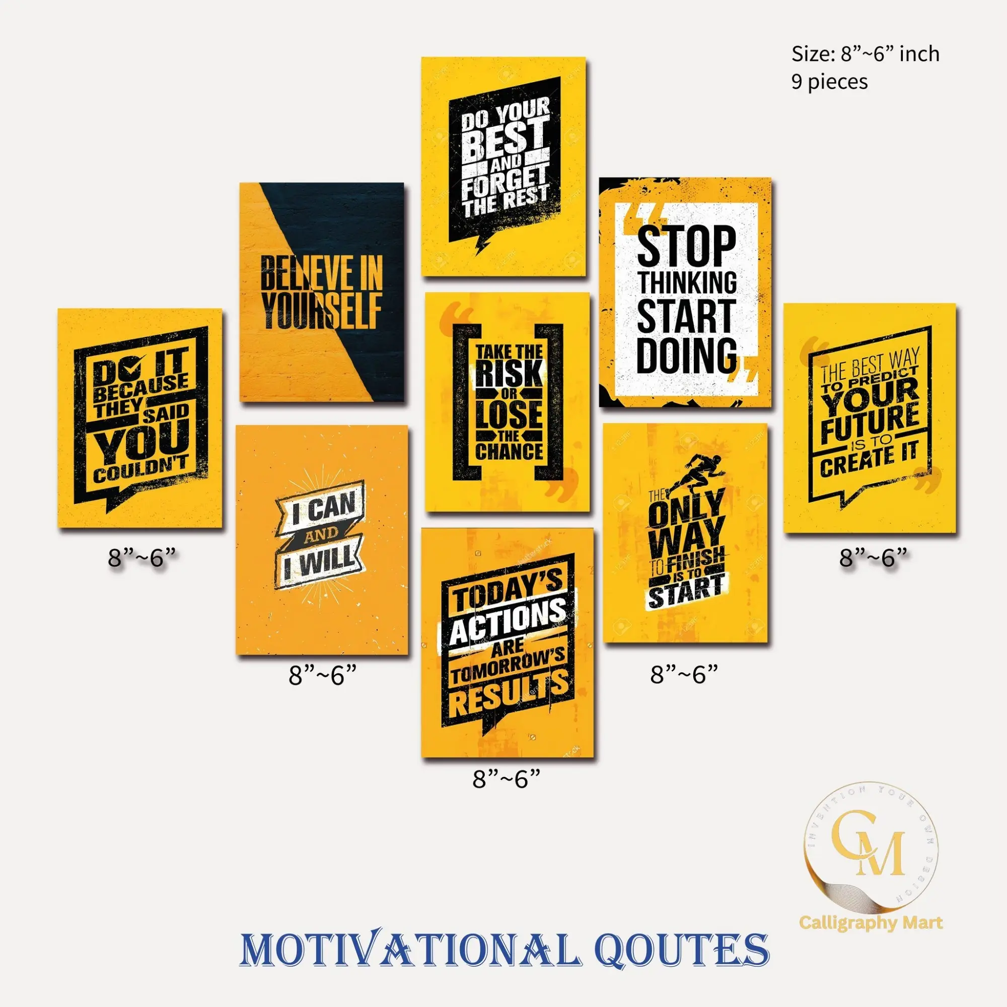 Picture of Home Decor 9pcs English Motivational Quotes Premium Wallboard Decoration Multicolor