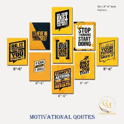 Picture of Home Decor 9pcs English Motivational Quotes Premium Wallboard Decoration Multicolor