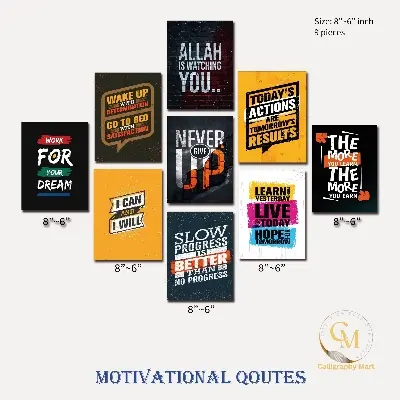 Picture of Home Decor 9pcs English Motivational Quotes Premium Wallboard Decoration Multicolor