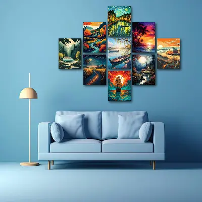 Picture of 9 pcs Most Unique Combo Wallboard set for Home Decoration Multicolor