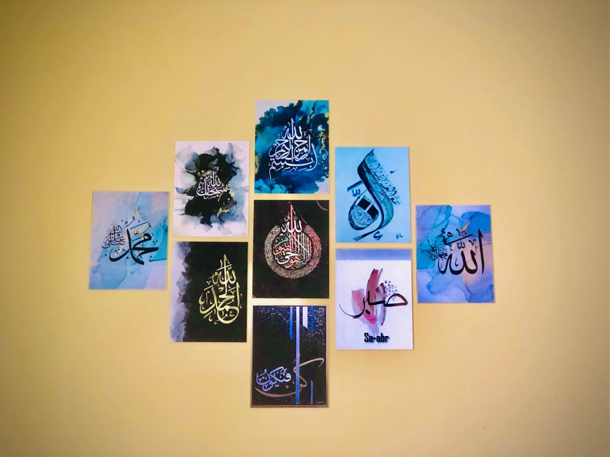 Picture of Home Decor 9pcs PVC calligraphy Wallboard for home Decoration Glittery