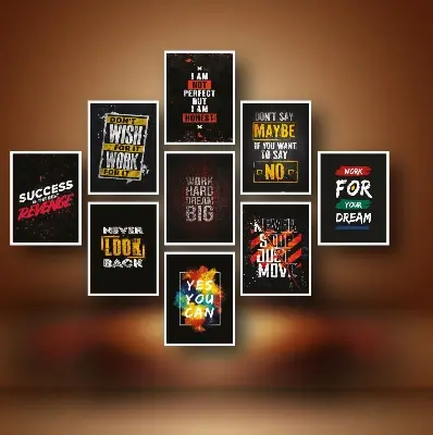 Picture of 9 pcs PVC Motivational English Wallboard for Home Decoration Multicolor
