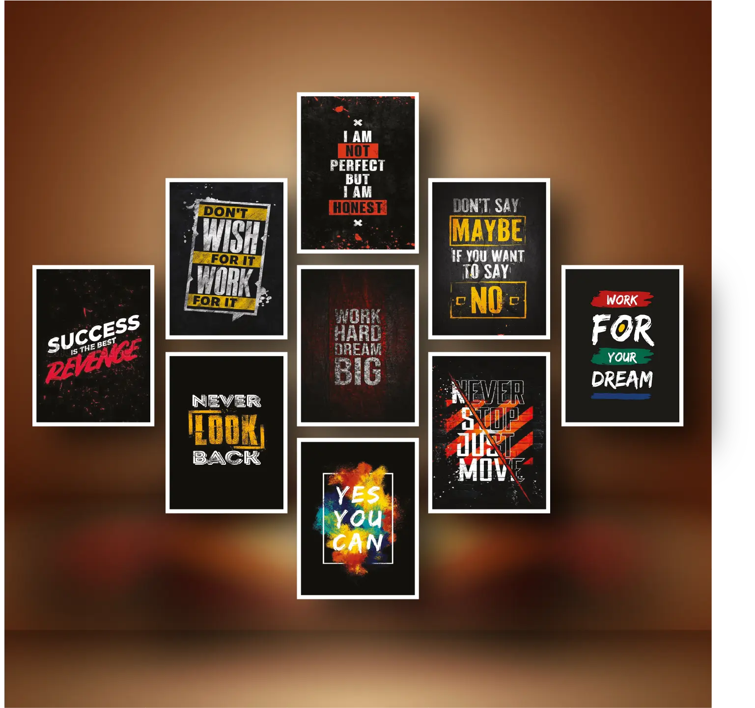 Picture of 9 pcs PVC Motivational English Wallboard for Home Decoration Multicolor