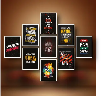 Picture of 9 pcs PVC Motivational English Wallboard for Home Decoration Multicolor