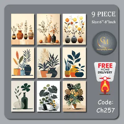 Picture of 9 pcs mind refreshing wallboard poster canvas for Home decoration Black