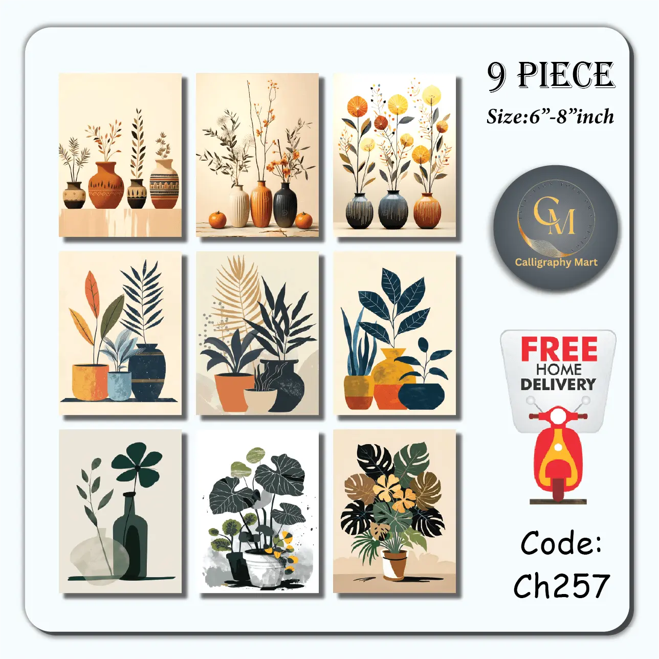 Picture of 9 pcs mind refreshing wallboard poster canvas for Home decoration Black