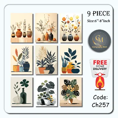 Picture of 9 pcs mind refreshing wallboard poster canvas for Home decoration Black