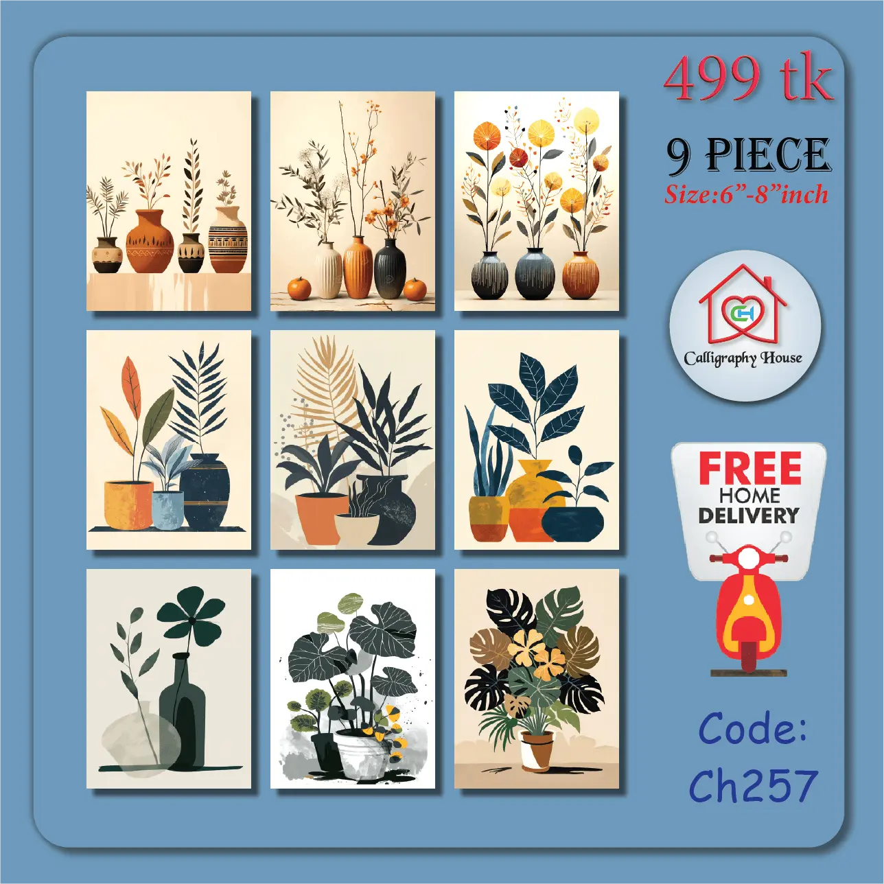 Picture of 9 pcs mind refreshing wallboard poster canvas for Home decoration Black