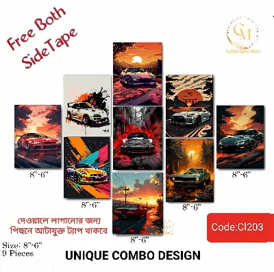Picture of Wall decoration 9pcs Unique Design wallmate Home Decoration poster on PVC Combo Set matte