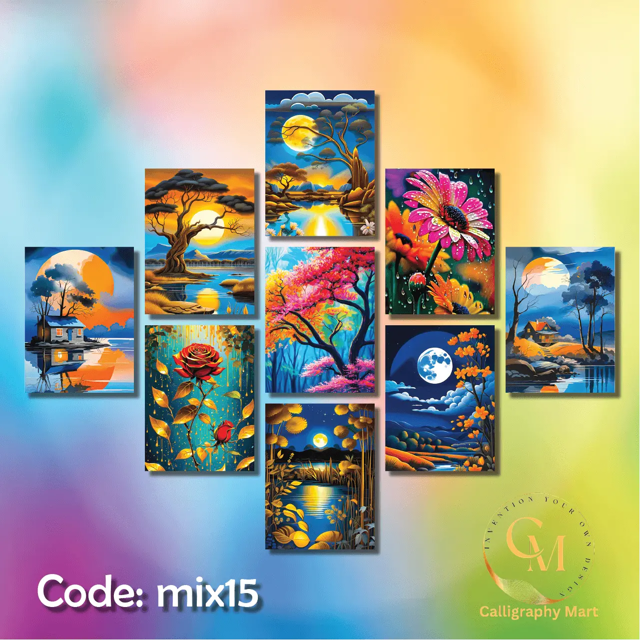 Picture of 9 pcs Most Unique Combo Wallboard set for Home Decoration Multicolor