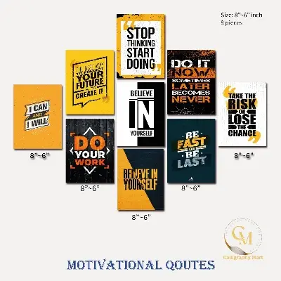 Picture of Home Decor 9pcs English Motivational Quotes Premium Wallboard Decoration for Home Multicolor