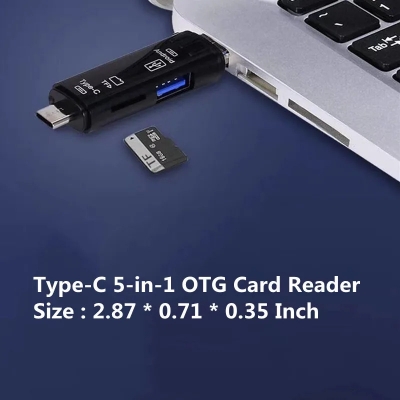 Picture of GearUP 5 In 1 Multifunction OTG Card Reader- Type-C/USB /Micro USB/micro SD Memory Card Reader