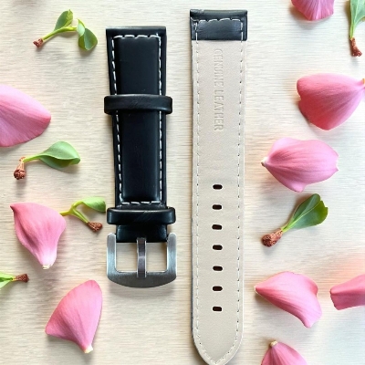Picture of 20MM Premium Quality Soft Leather Strap For Watch(Black)