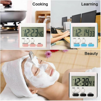 Picture of Kitchen Clock English 24-hour Electronic Timer Digital Reminder Alarm Clocks Cooking Countdown Timer LCD Multifunction Home - Wall Clock