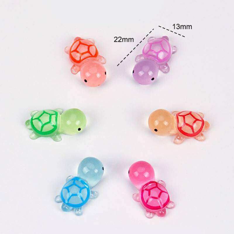 Picture of 5 Pcs Cute Luminous Turtle Mini Figurines, Tiny Glow in The Dark Tortoise Ornaments for Aquarium, Garden, Home(Multicolor)