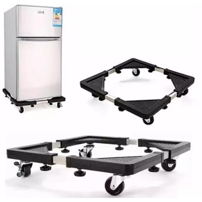 Picture of Adjustable Movable Refrigerator Floor Trolley Fridge Stand Washing Machine Base Holder Bracket Stand(Black)