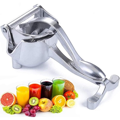 Picture of Hand Press Fruit Juicer Detachable Orange Lemon Squeezer. Aluminum Juicer Squeezer! Manual Juicer - Lemon Squeezer Citrus ,Heavy Duty Handhold Press Fruit Manual Juicer , Detachable Lime Squeezer For Health Fruit Juice(Silver)
