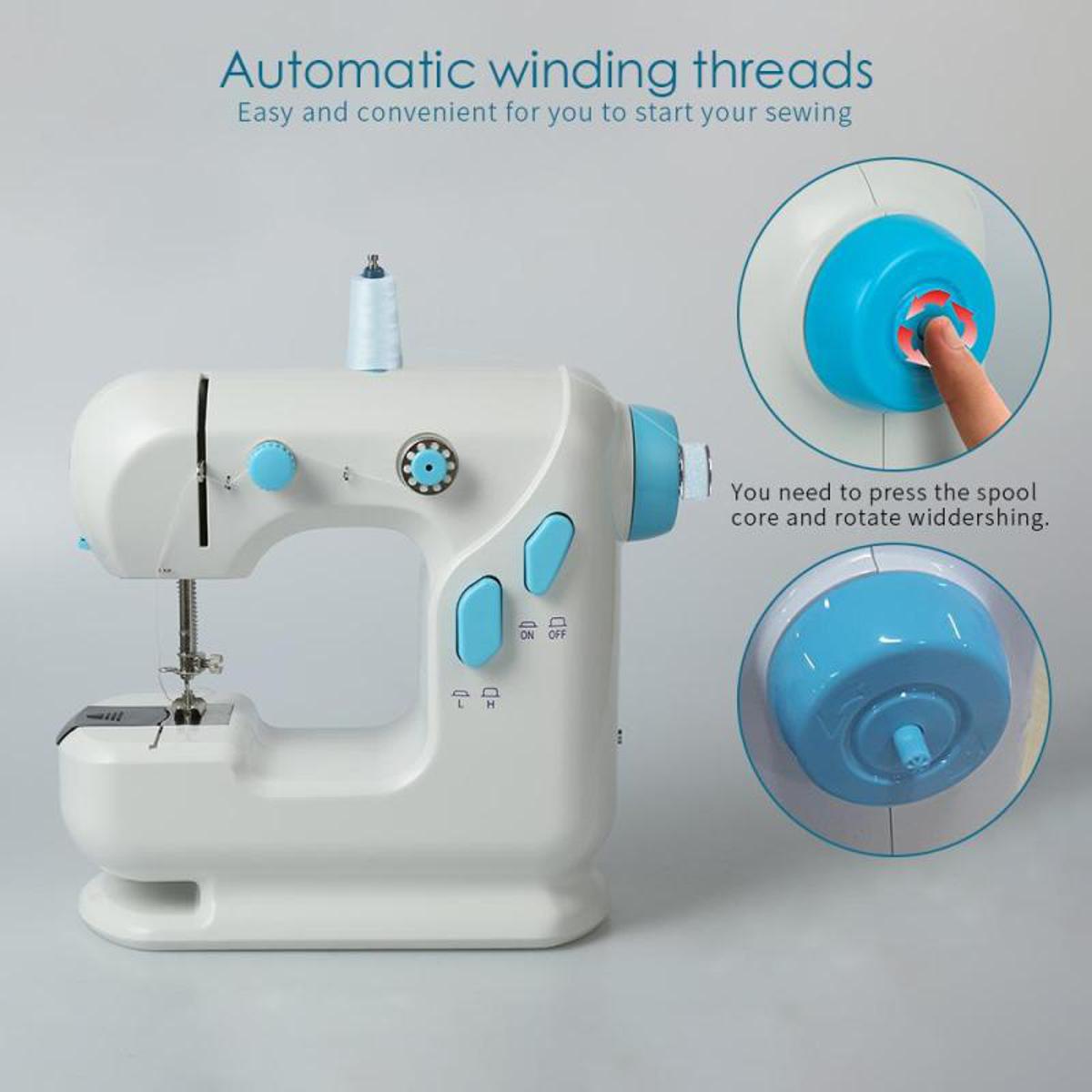 Picture of 306 Portable Dual Speed Mini Sewing Machine Double Thread & Speed with Cutter & Light Auto-rewind Foot Pedal