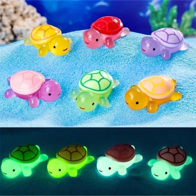 Picture of 5 Pcs Cute Luminous Turtle Mini Figurines, Tiny Glow in The Dark Tortoise Ornaments for Aquarium, Garden, Home(Multicolor)