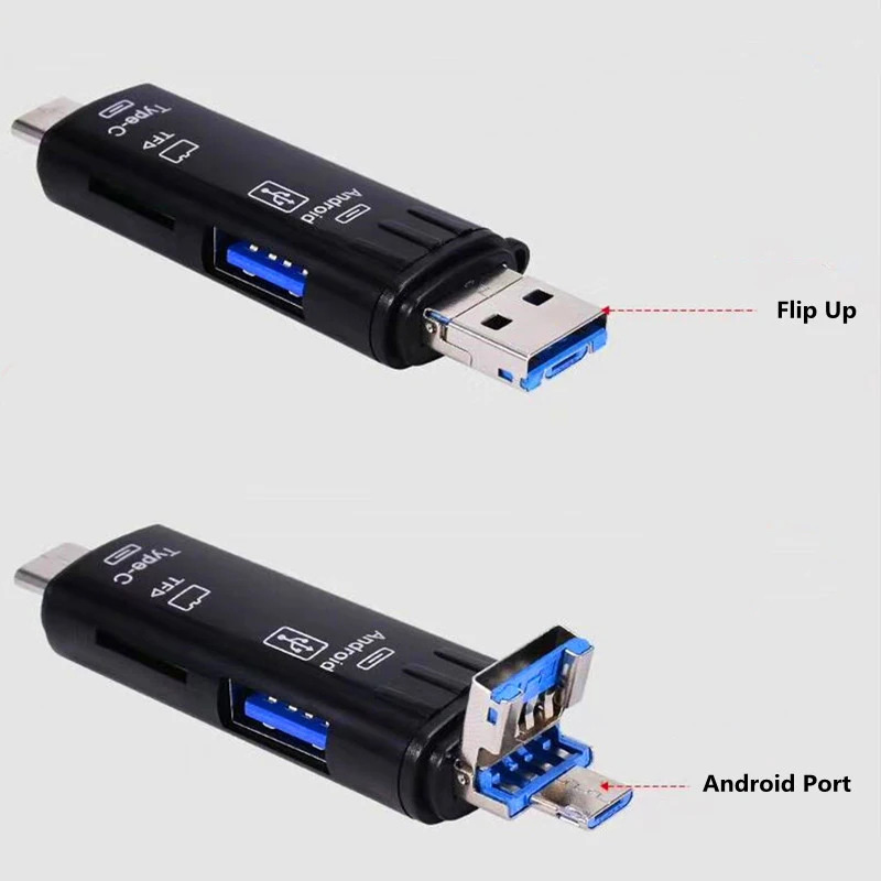 Picture of GearUP 5 In 1 Multifunction OTG Card Reader- Type-C/USB /Micro USB/micro SD Memory Card Reader