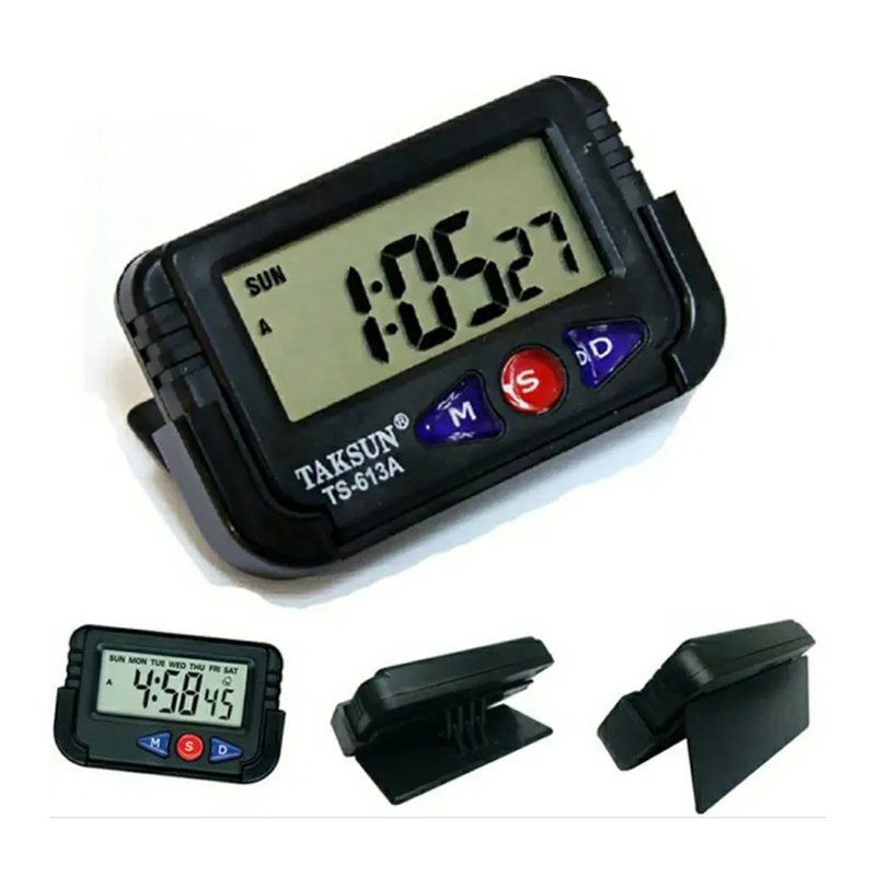 Picture of Taksun TS-613A-2 Car Dashboard Alarm Clock & Stopwatch – Black with Flexible Stand(Black)