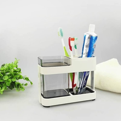Picture of 1 Cup Toothbrush Toothpaste Stand Holder Bathroom Storage Organizer Plastic