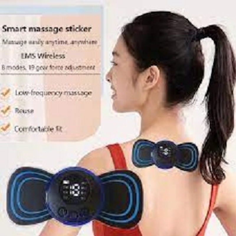 Picture of EMS Mini Neck Pulse Massager Electric LCD Display Stretcher EMS Mini massager 1 pad(Black)