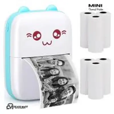 Picture of Thermal Mini Printer Label Sticker Printer Notes Printer Mobile Thermal Photo Printer Rechargeable Bluetooth Pocket Printer White
