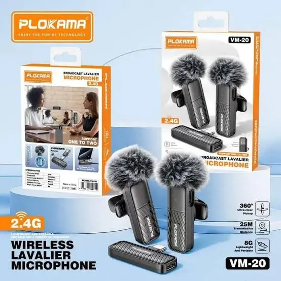 Picture of PLOKAMA VM20 Mic Wireless Clip-on Microphone Lavalier HP Plug & Play Dual Mic 
