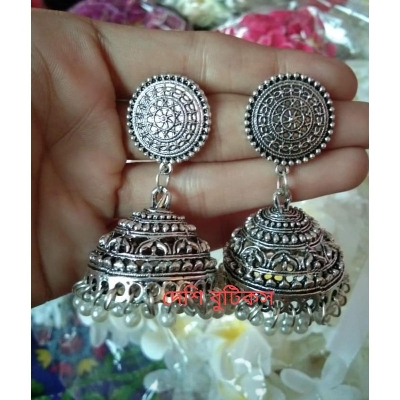 Picture of Antique silver metal Jhumka  Ear Ring For Women - Multi