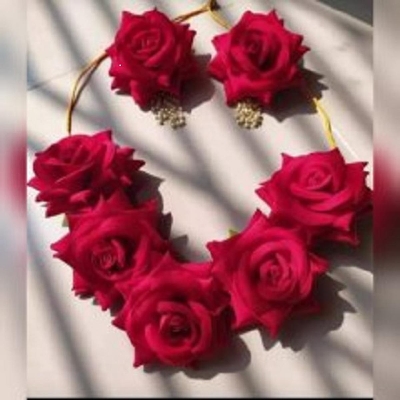 Picture of ARTIFICIAL ROSE FLOOWER BRIDAL SET - Red
