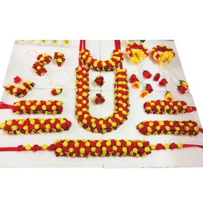 Picture of Artificial Flower Bridal Jwellery set 16 pieces - Multicolor