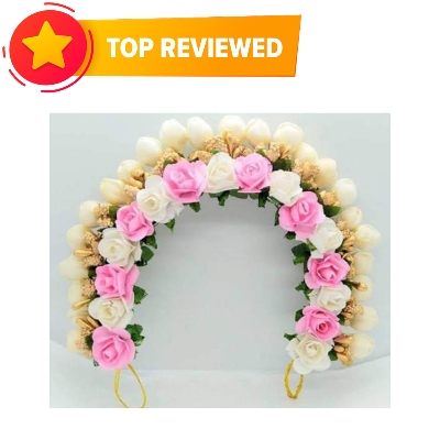 Picture of Artificial Flower White Gajra Bridal/ Non bridal - Multicolor