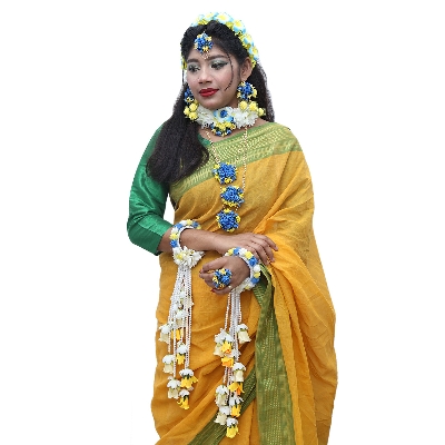 Picture of Artificial Flower Gorgeous Bridal Set-9 Piece set - Multicolor